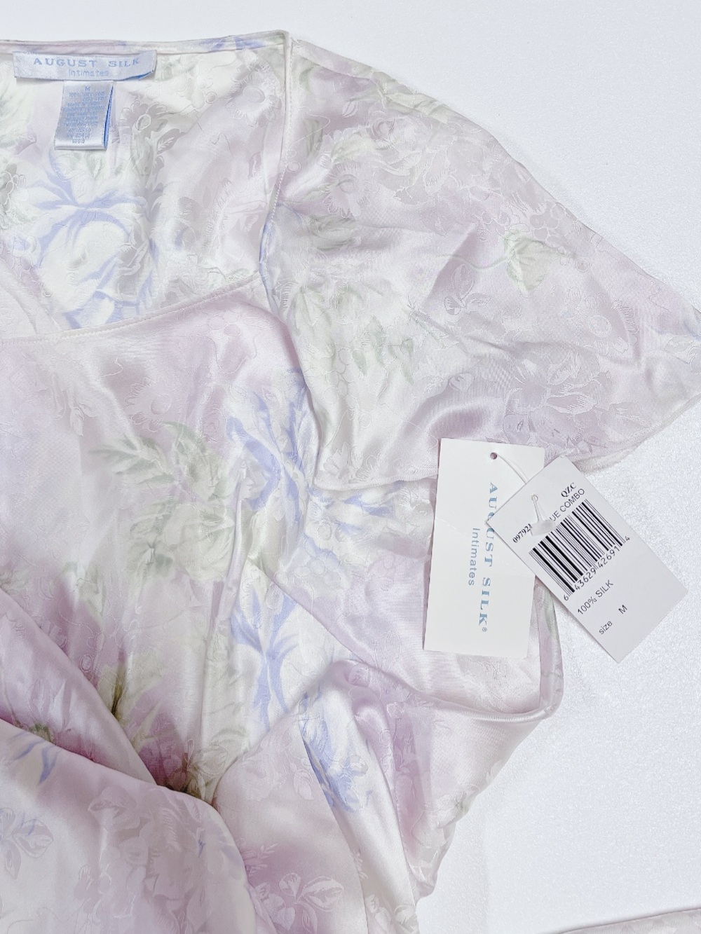 August Silk Intimates Floral 100% Silk Square-Neck Maxi Nightgown Dress Size M - Picture 5 of 7